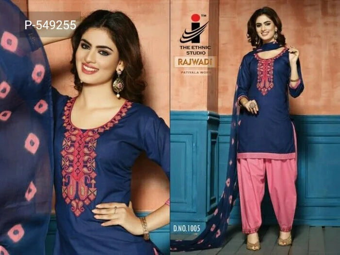 RAJWADI индийское пакистанское Платье женское Patiyala Salwar Kameez хлопок вышивка сшитый