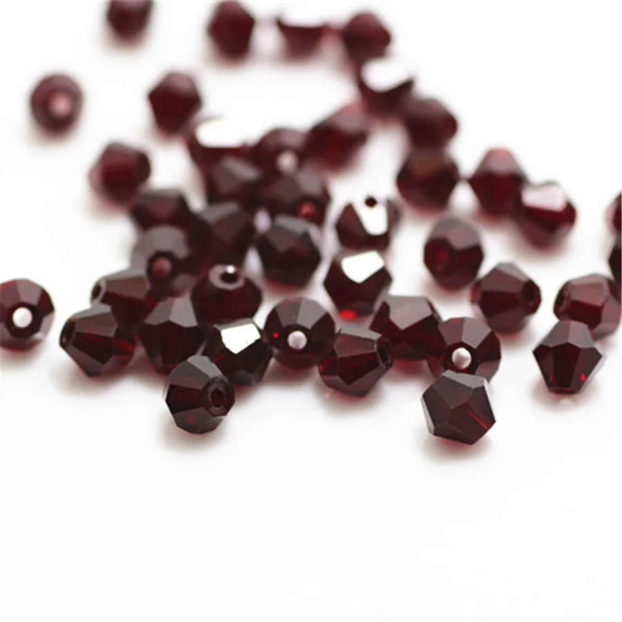dark red Isywaka розовый цвет 100 шт 4 мм двухконусные Австрийские хрустальные бусины Подвески, стеклянные бусины Свободные разделительные бусины для изготовления ювелирных изделий своими руками - Цвет: dark red