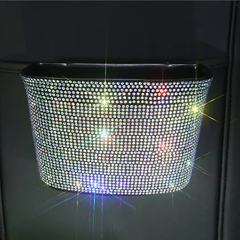 

Multi-function Diamond Car Trash Can Personality Car Hanging Trash Bin Garbage Car Bag Plastic Storage Box for Car