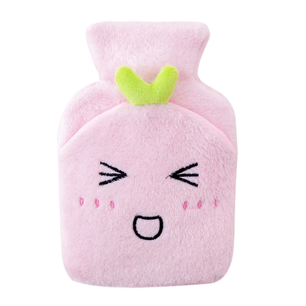 Горячая Милая ПВХ сумка для грелки мультяшная плюшевая теплая сумка для воды Взрывозащищенная бутылка для горячей воды многоразовая грелка для рук - Цвет: Pink