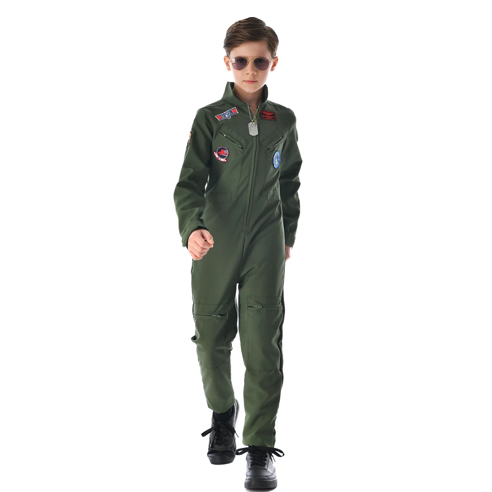 Top Gun Cosplay Military Pilot Costume for Kids American Airforce Uniform Boys Flight Suits cosplay jumpsuit superhero cosplay costume kids cosplay costume