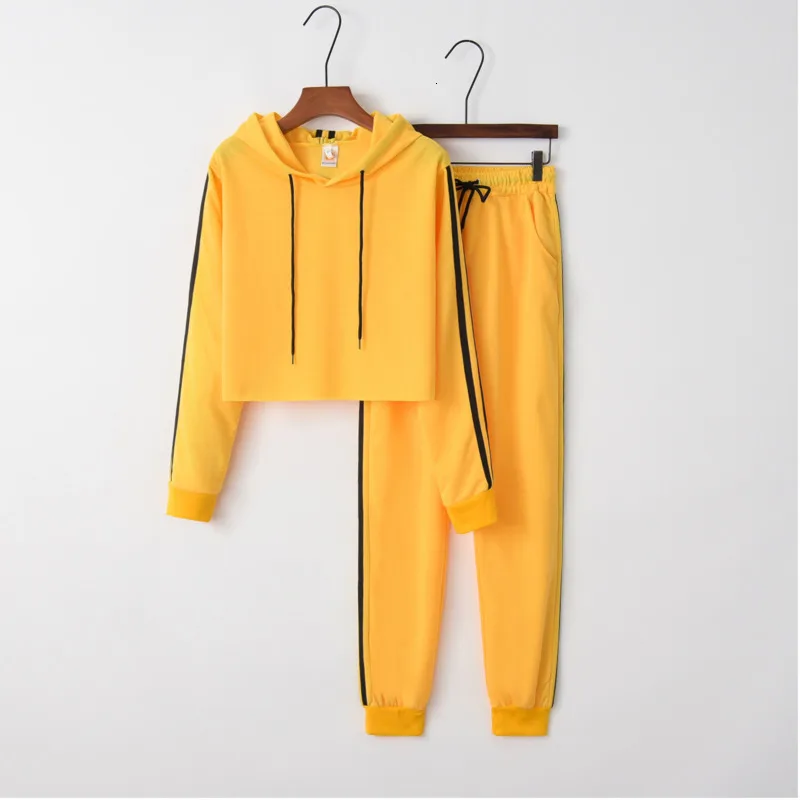 

Casual Striped Long Sleeve 2 Piece Set Sport Suit Women Daily Tracksuit Set Hoodies Pullover Jogging Femme Outfits Wz*