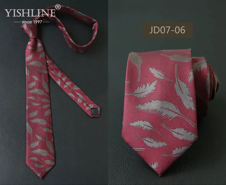 YISHLINE 7 см мужской галстук полосатый Пейсли перо Цветочный Тонкий шеи галстуки для галстуков бизнес галстук мужской свадебный галстук обтягивающий - Цвет: JD07-6