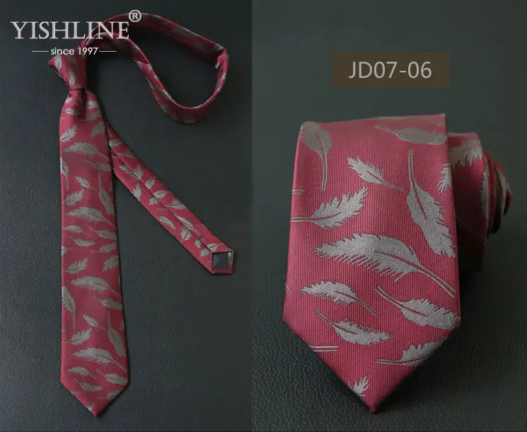 JD07-6 YISHLINE 7 см мужской галстук полосатый Пейсли перо Цветочный Тонкий шеи галстуки для галстуков бизнес галстук мужской свадебный галстук обтягивающий - Цвет: JD07-6