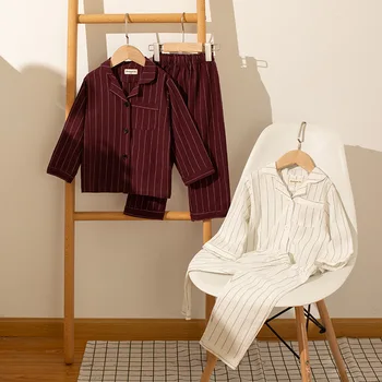 

Children Pajamas 100% Cotton Pijama Lounge Sleepwear Bedgown Boys Girls Pijama Home Clothes PJ Striped 2pcs Leisure Wear Pajamas