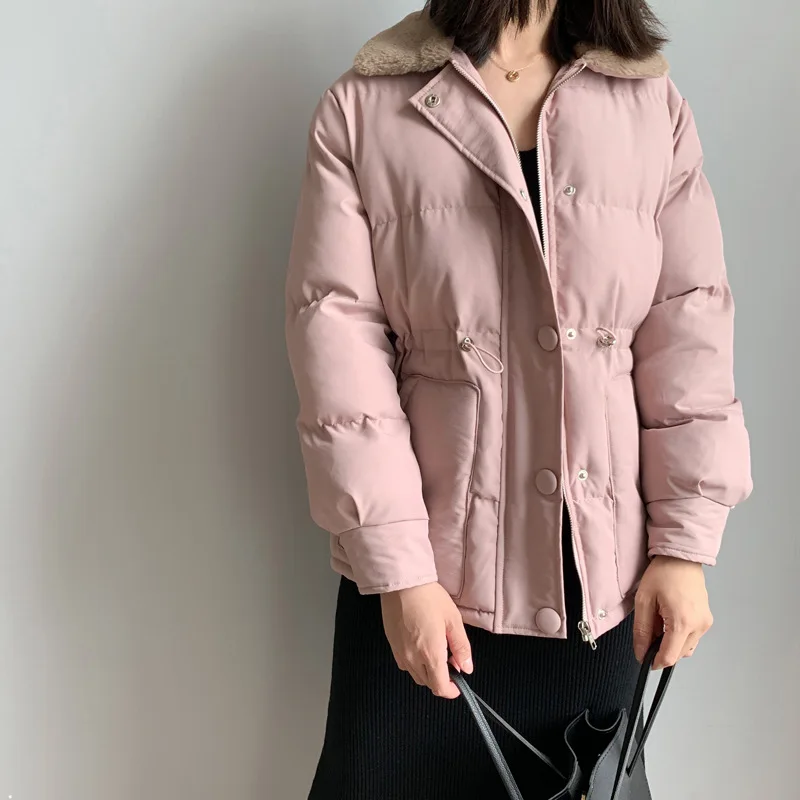 Voobuyla Abrigos Mujer Invierno парка с отложным воротником короткая хлопковая стеганая куртка теплая зимняя куртка женская однотонная зимняя куртка