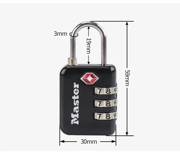 Master Lock TSA Lock 3 Digit Password Customs Luggage Padlocks Anti-theft Mini Code Lock for Suitcase Luggage Bag Travel  (3)