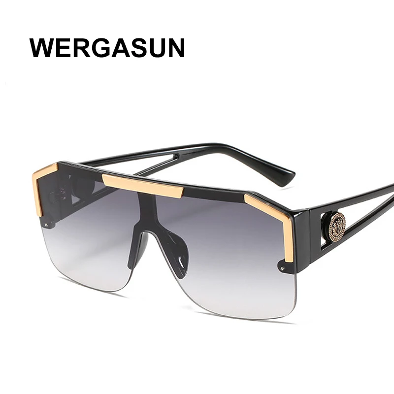 WERGASUN New Rimless Rectangle Sunglasses Women Men Shades Brand Designer Gradient UV400 Sun Glasses Retro Frameless Sunglasses square sunglasses