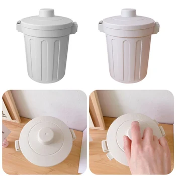 

Solid Color Trash Can Creative Covered Kitchen Living Room Storage Bucket Desktop Small Trashcan Useful Car Dustbin new*