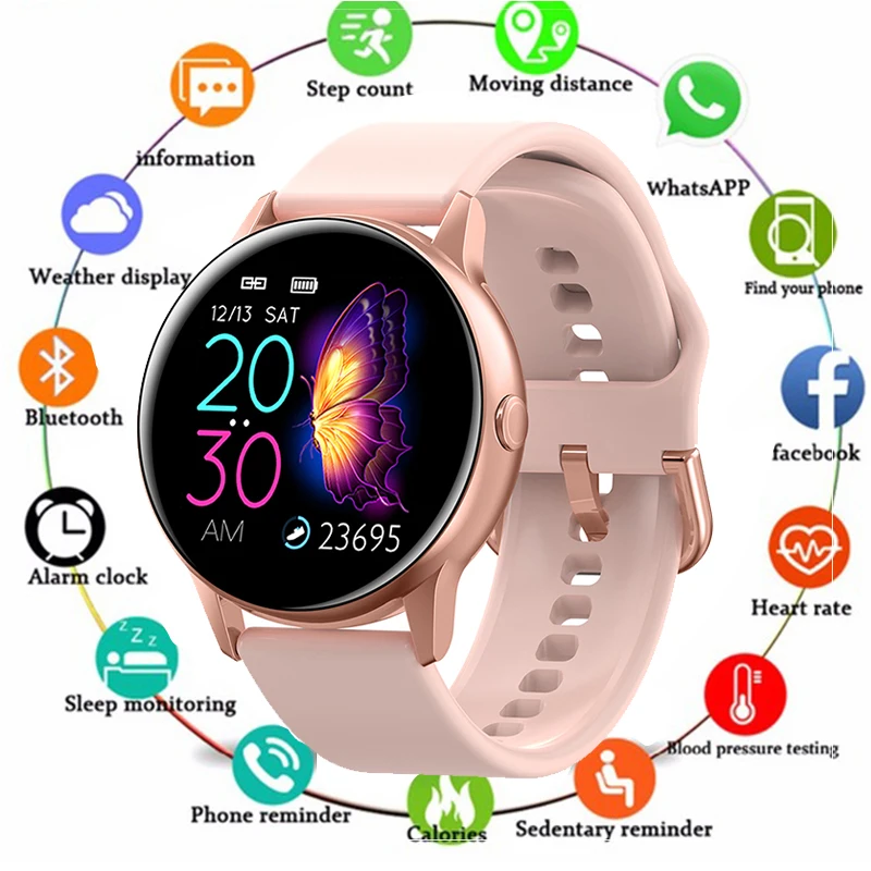 Baratos Reloj inteligente IP68 impermeable con Bluetooth para Apple IPhone xiaomi, Monitor de ritmo cardíaco LG, rastreador de Fitness PK Q9 S9 para mujer