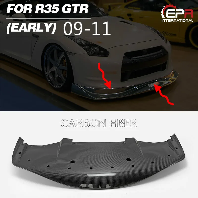 

For Nissan R35 GTR Early 09-11 Amuse Style Carbon Fiber Front Lip With Undertray Glossy Carbon Bumper Splitter Tuning Body Kit