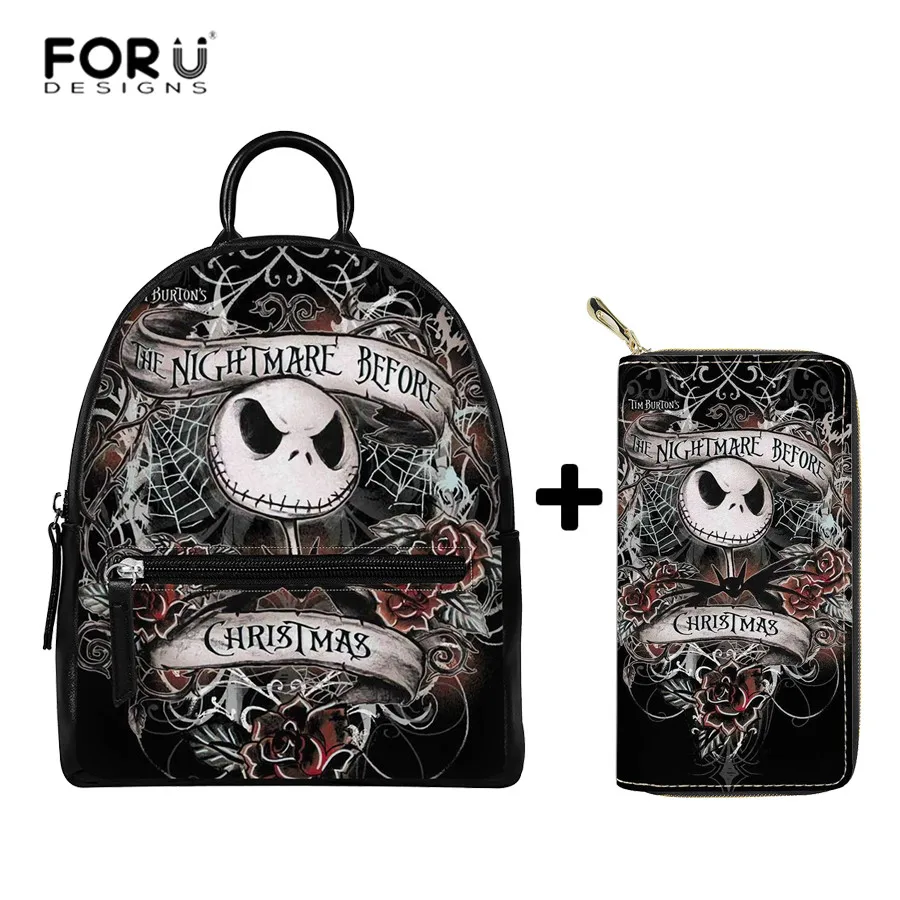 FORUDESIGNS Кошмар перед Рождеством женский рюкзак с принтом кошелек Женская милая