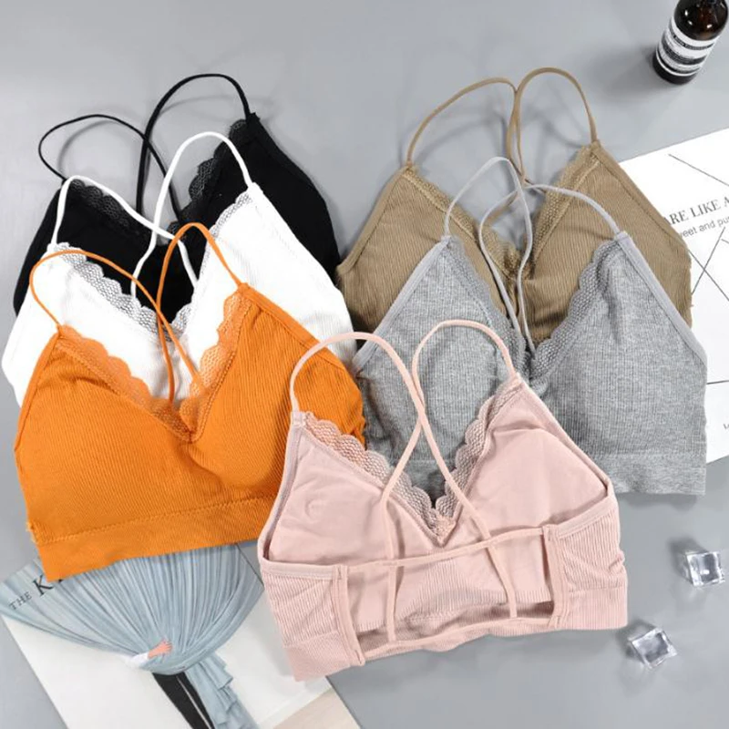 Multicolor Women Cross Strap Fitness Top Yoga Bra Lace Thin Shoulder Strap Underwear Women Anti-light Shockproof Push Up Bra