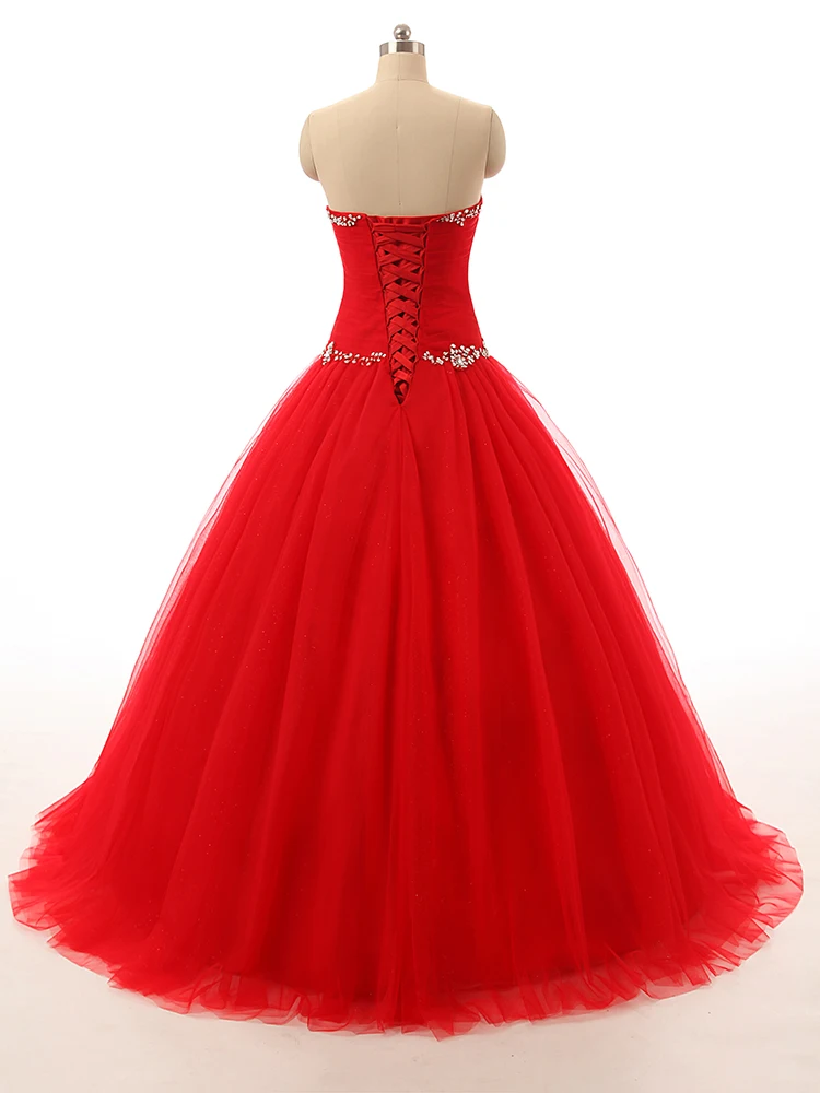 Vestido de baile, красное Пышное Платье с кристаллами, плиссированная Талия,, милое 16 платье, vestido de quincianera sukienka balo