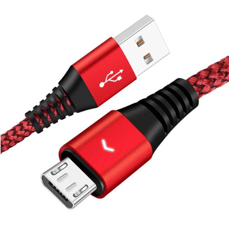 Кабель Micro USB 2A для быстрой зарядки и передачи данных, Кабель Microusb для зарядки samsung S7 S6 Xiaomi Android, кабели для мобильных телефонов - Тип штекера: Red