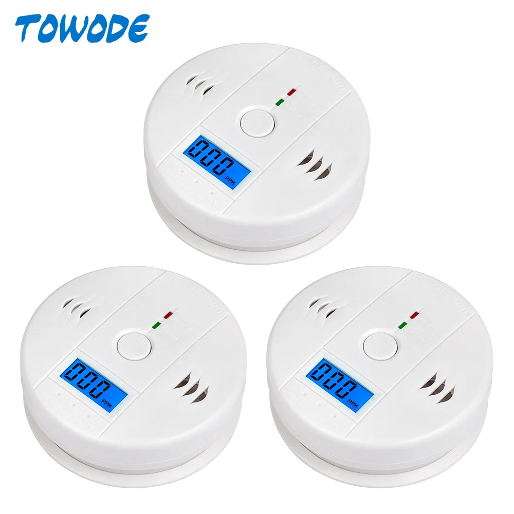 Towode 1/3/5Pcs LCD Photoelectric Independent CO Gas Sensor Carbon Monoxide Poisoning Alarm