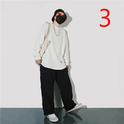 

19 Korean retro Japanese wild simple patch base long-sleeved T-shirt