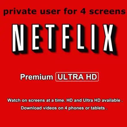 

4 Screen Netflix Ultra HD Account with 1 Month Warranty Works on PCs Smart TV Android IOS Phones Tablet PC TV Box TV Stick G2