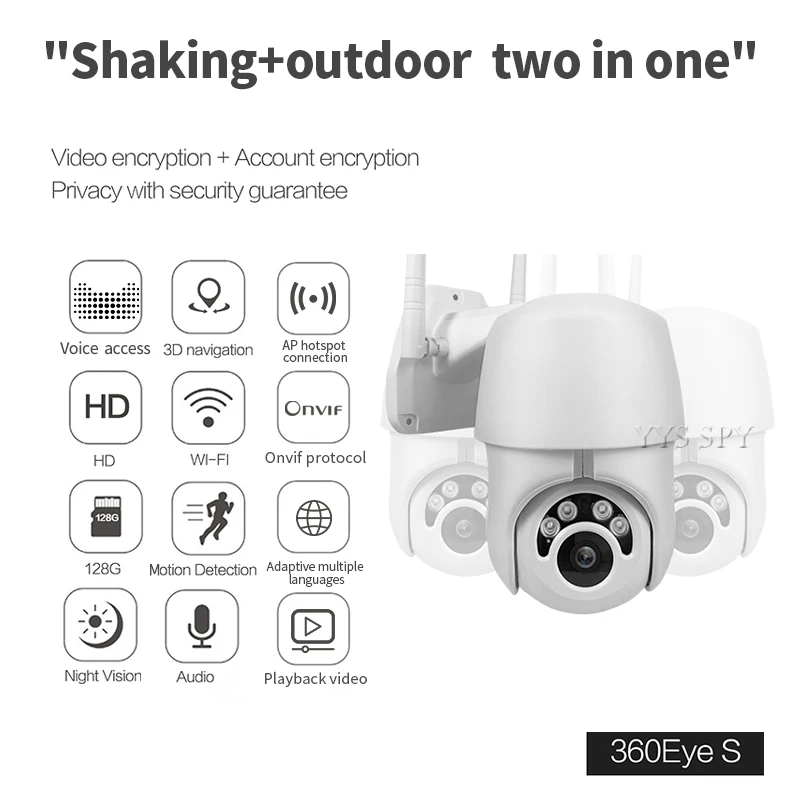 Waterproof IP Cam Wifi PTZ CCTV 3D Camera 2MP HD Video Surveillance Outdoor Home Security Infrared IR Night Vision Dome Camera