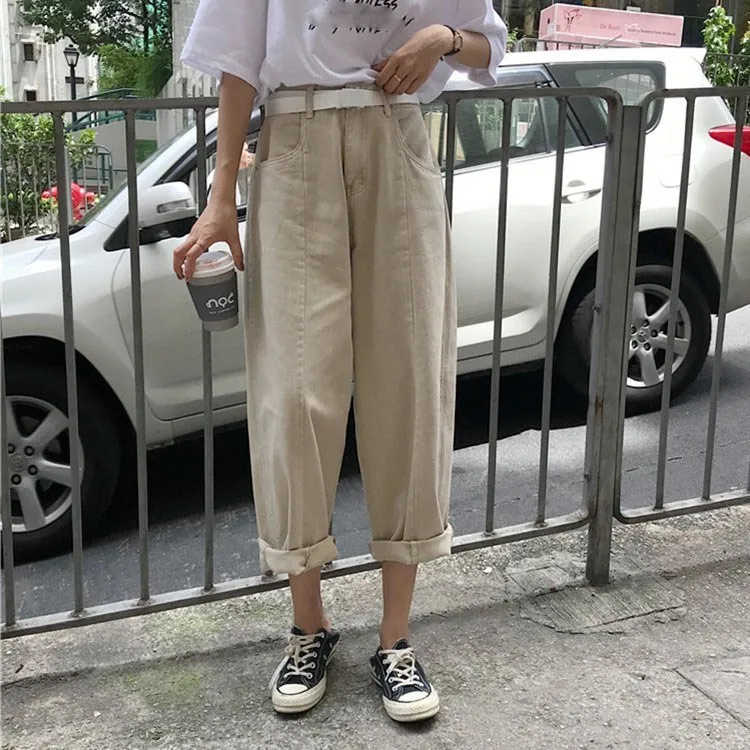 Summer Loose Wide Leg Denim Pants Women High Waist Jeans Vintage Slim Trousers Jeans