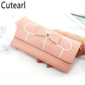 

Women's Casual Long Clutch Bag Butterflies Bow Multi-card Bit Holder PU Purse Women Fashion Plush Ball Luxury Billetera Mujer