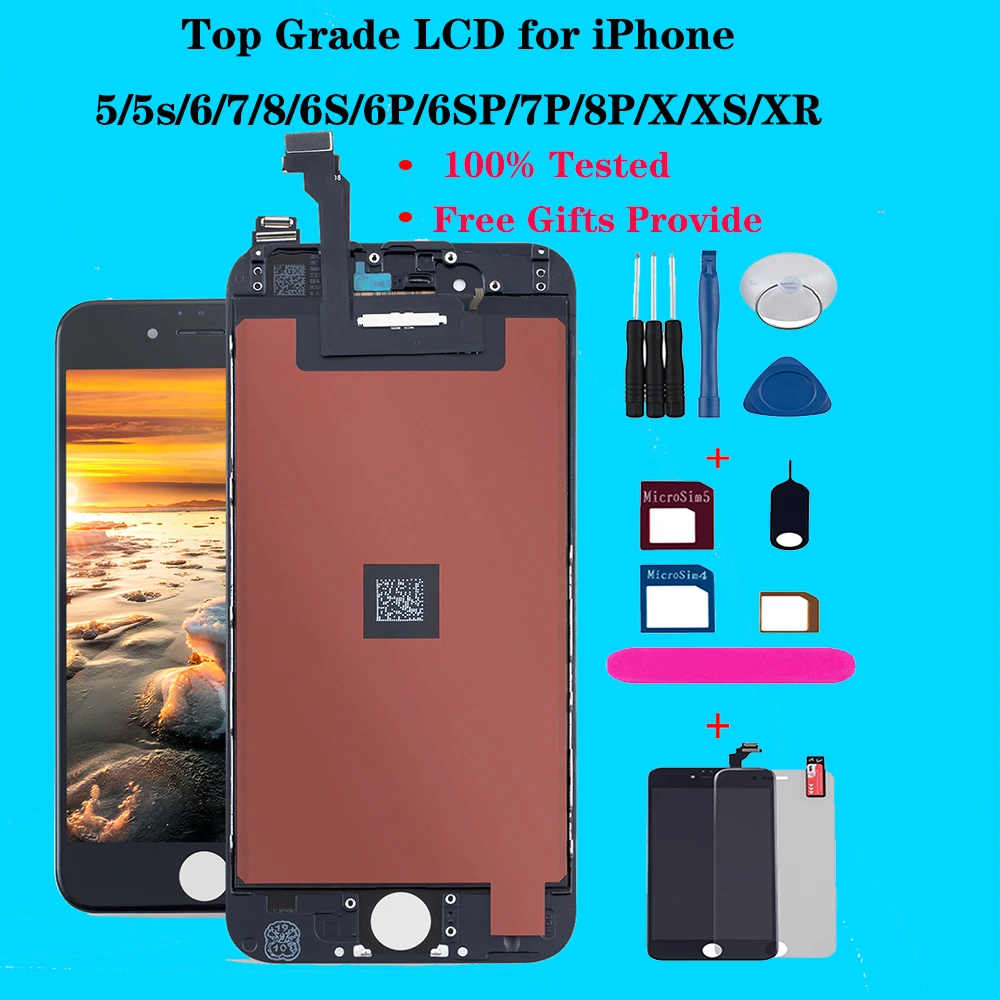 Высококачественный ЖК-дисплей для iPhone 6 5s 7 8 6S Plus сменный сенсорный экран X XR XS MAX