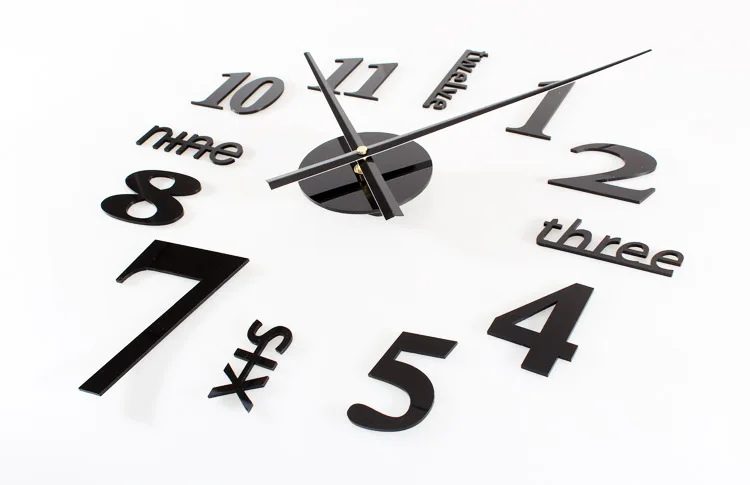 DIY Wall Clock Modern Design Living Room Decoration 3D Stickers Watch Wall Clocks Home Decor Silent