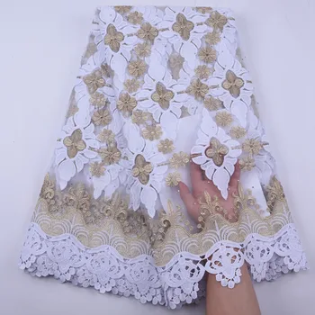 

SJD LACE White Embroidery Flower African Lace Fabric Tulle Mesh French Lace Fabric Beautiful Tulle Nigeria For Women Party A1912