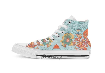 

Seamless floral background with peonies Custom Casual High Top lace-up Canvas shoes sneakers Drop shipping