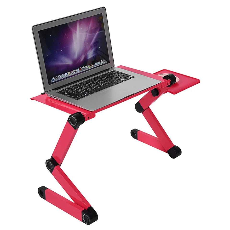 Регулируемый алюминиевый стол для ноутбука эргономичные диванные лоток для ноутбука стол из поликарбоната подставка для ноутбука настольная подставка с ковриком для мыши розовый