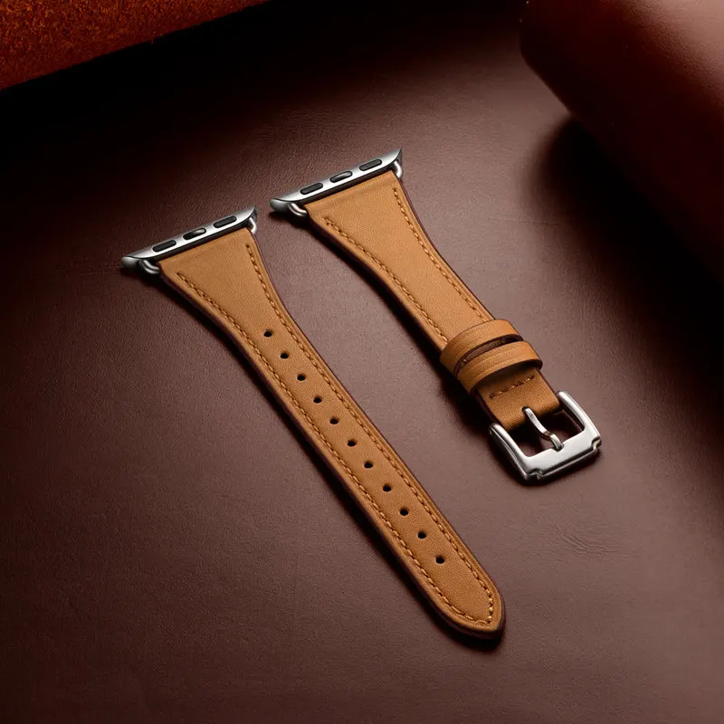 ASHEI ремешок из натуральной кожи для часов Apple Watch Series 5/4 44 мм 40 мм Ремешки для наручных часов iWatch Apple Watch 42 мм 38 мм серия 3/2/1 - Цвет ремешка: D