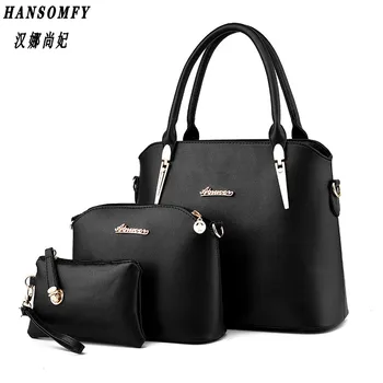 

100% Genuine leather Women handbag 2019 New Three piece type fashion Crossbody Shoulder Handbag women messenger bags