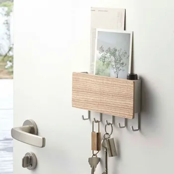

Wall-Mounted Key Rack Key Non Hole Key Wall Hook Solid Wood Storage Sundries Rack for Home Decor