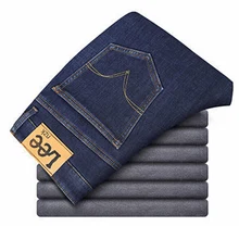 

2021 Winter New Men Warm Slim Fit Jeans Business Fashion Thicken Denim Trousers Fleece Stretch Pants Black Blue