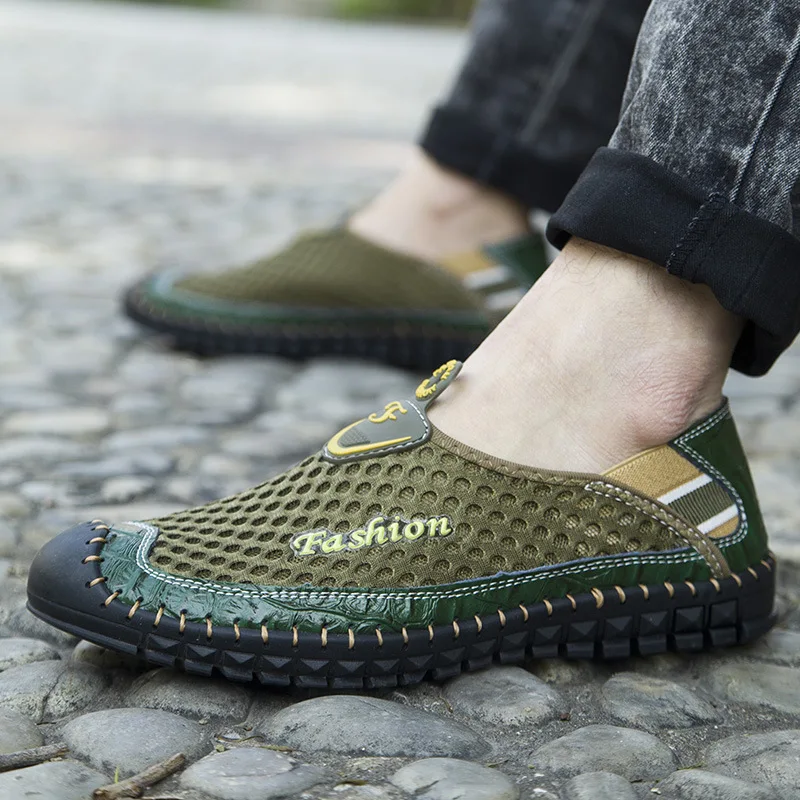 

Summer Men Shoes Single Shoes Anti-slip Casual Mesh Driving Soft-Sole Breathable Foot Covering Work Loafers Sports MEN'S SHOES