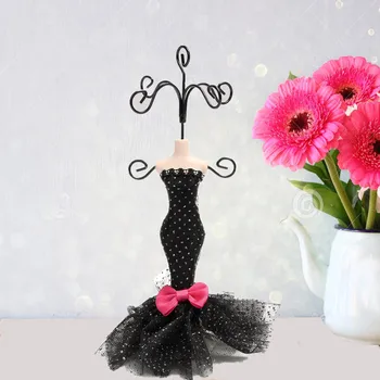 

18cm Black Mannequin Princess Dress Earrings Display Rack Fashion Jewelry Show Stand Holder For Women