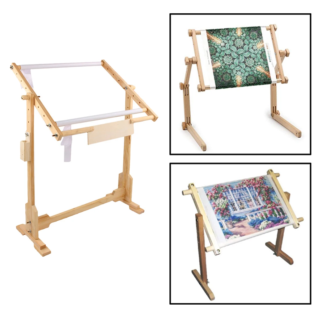 Needlework Table Lap Hands-Free Stand with Adjustable Frame Made of Wood Tapestry Cross Stitch Rack Embroidery Hoop Frame Holder