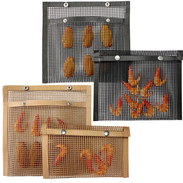 40/27/24 Cm Bbq Grill Hálózsák Újrafelhasználható Nem Tapadós Barbecue Szőnyegtáska Gyümölcs Zöldség Hús Tároláshoz Kültéri Kemping Szerszám - Image 4