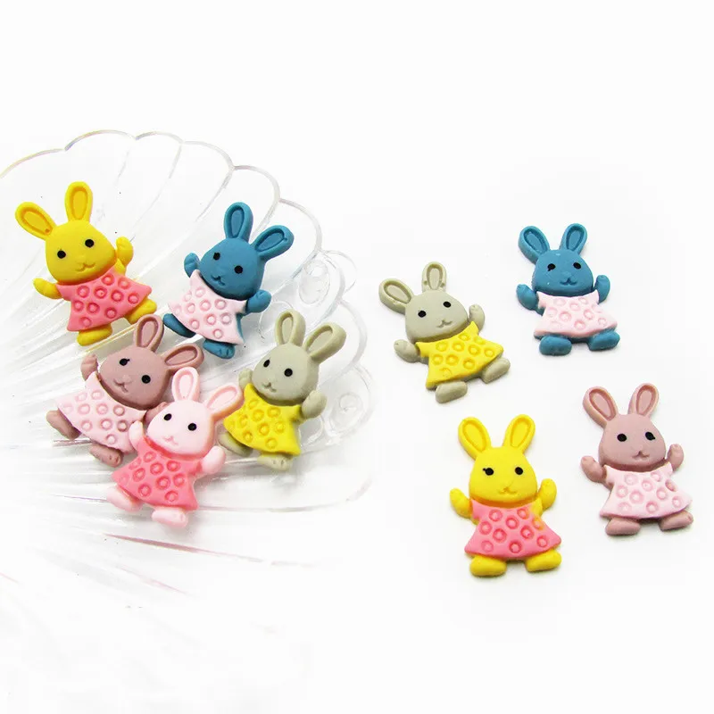 50 шт./лот Kawaii плоские бусины кролик пластмассовые кабошоны аксессуары мультфильм