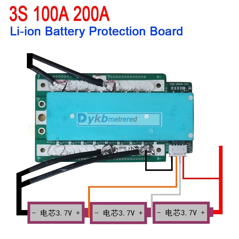Placa de Proteção da Bateria do Lítio do Li-íon Corrente Alta do Equilíbrio Inversor do rv Começo do Carro Bms 100a 130a 200a 260a 300a 390a 12v 3s - Image 2