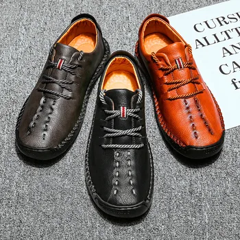 

Casual Shoes Men's Fashion High-quality handmade shoes Vintage Shoes Brown Brand Male Shoes Genuine Leather Men's Leisure Shoes
