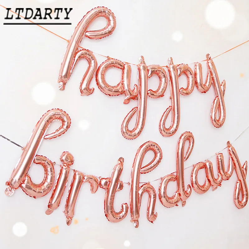 18 дюймов цвета розового золота и серебра happy birthday Алфавит шар строчные буквы