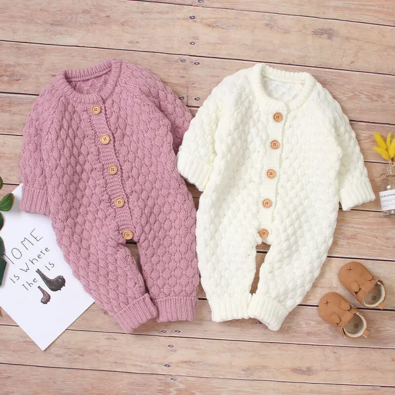 Детский комбинезон для маленьких мальчиков и девочек 0-18 месяцев; осенняя одежда; Вязаный комбинезон с длинными рукавами; Спортивный костюм; свитер