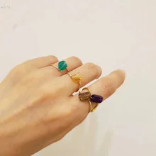 AOMU Корея имитация жемчуга Очаровательная каменное кольцо Красочные Каменные Кольца для женщин металлическое кольцо Модный комплект ювелирных изделий