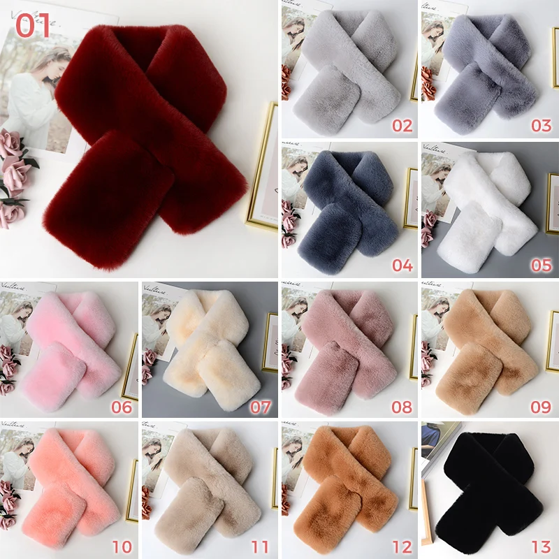 

Women Winter Thicken Plush Faux Rabbit Fur Collar Shawl Scarf Long Wrap Neck Warmer Women Fashion Cape Stole