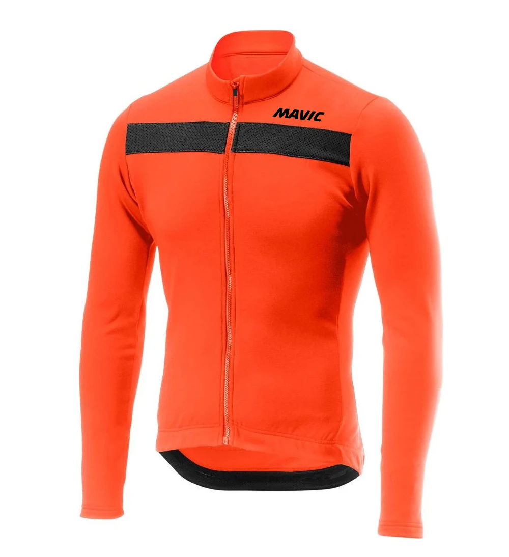 Высокое качество mavic Светоотражающая Теплая Флисовая кофта с длинным рукавом для велоспорта зимняя куртка Ropa Ciclismo MTB велосипедная одежда - Цвет: ORNAGE