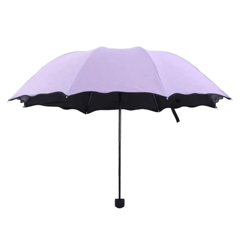 purple 3 раза креативный волшебный цветок купол ультрафиолетовая Защита от солнца дождь складной дождь прозрачный зонтик дети женщины солнцезащитная, ветронепроницаемая зонтик - Цвет: purple