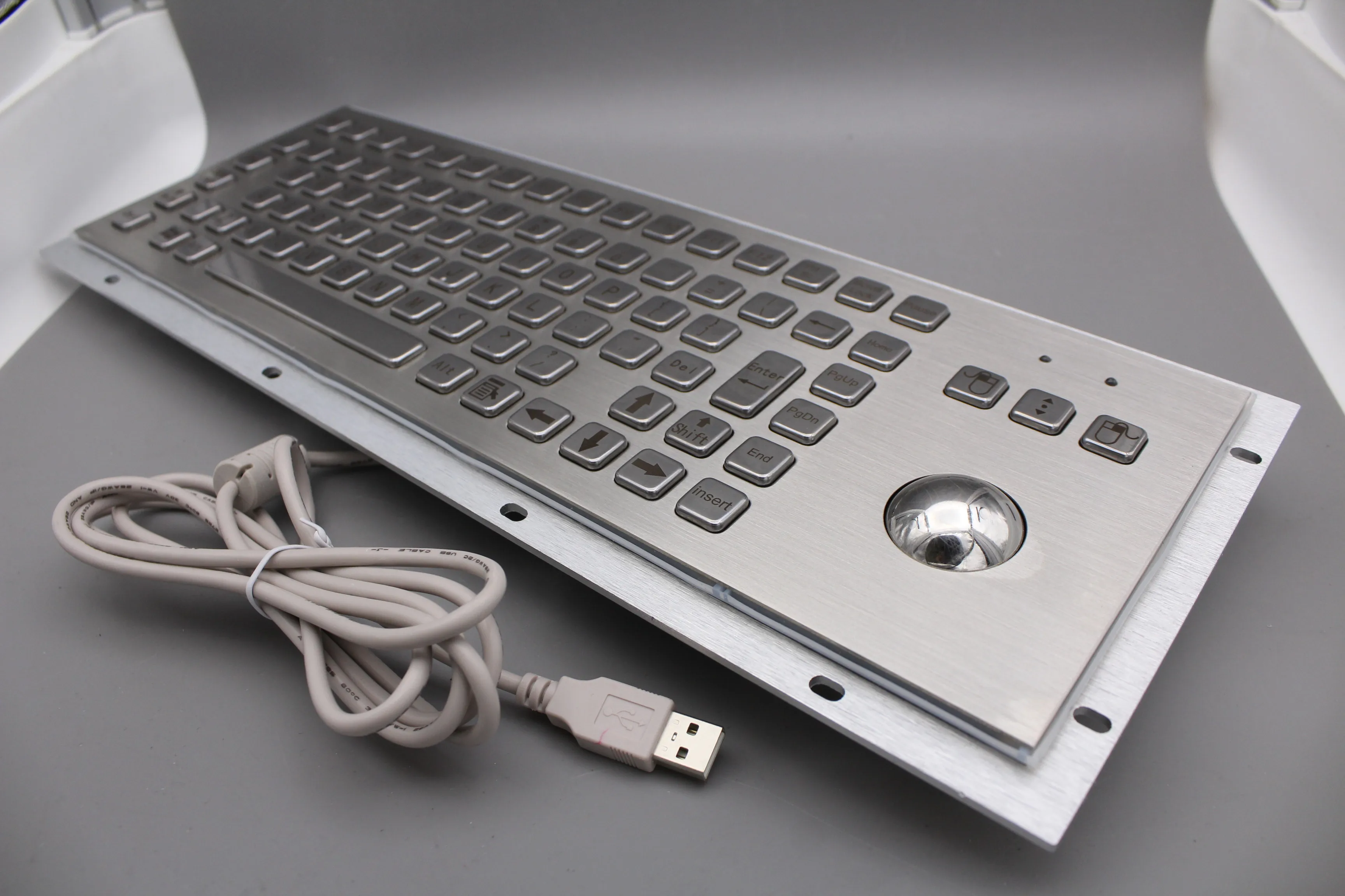 Металлическая промышленная клавиатура IP65 с трекболом USB из нержавеющей стали