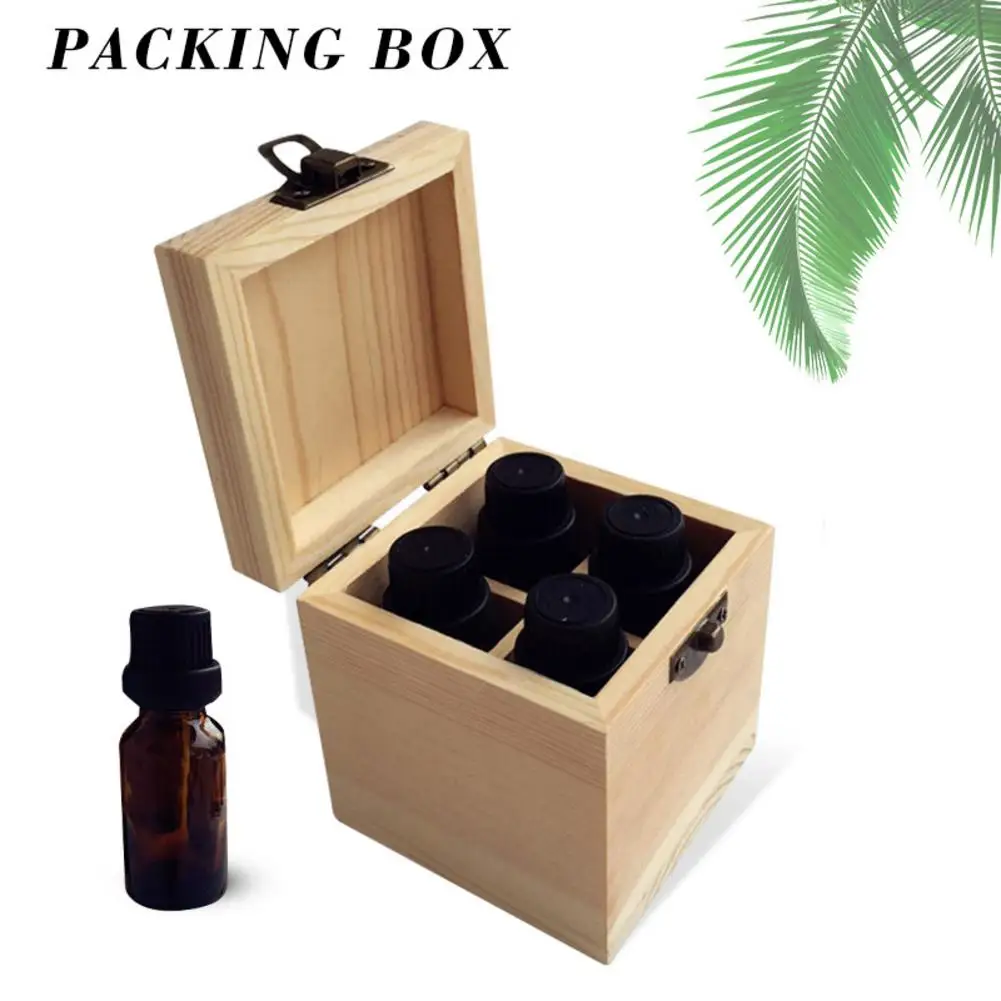 

4 Compartments Eco-Friendly Solid Wood Essential Oil Bottles Storage Box Packing Wooden Box Organizer Aromatherapy Supplies