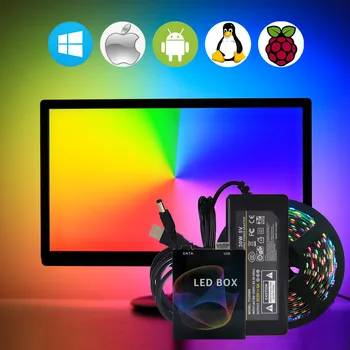 

WS2812B Ambilight TV Box USB LED Strip Light for HDTV TV Desktop PC Screen Backlight Lighting RGB 1M 2M 3M 4M 5M Neon Led Lights